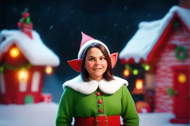 an elf image of a woman generated by an ai photo booth in a party in austin texas